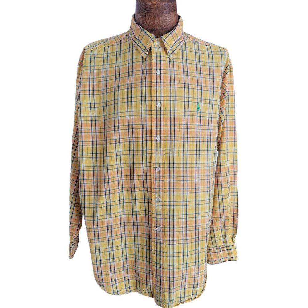 POLO RALPH LAUREN Blake Men's Yellow Madras Plaid Button Down Shirt Size XL